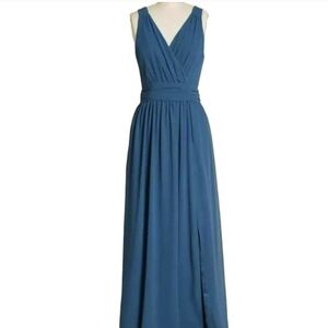 NWT - Modcloth Embracing Grace Peacock Blue Sleeveless Chiffon Maxi Dres…